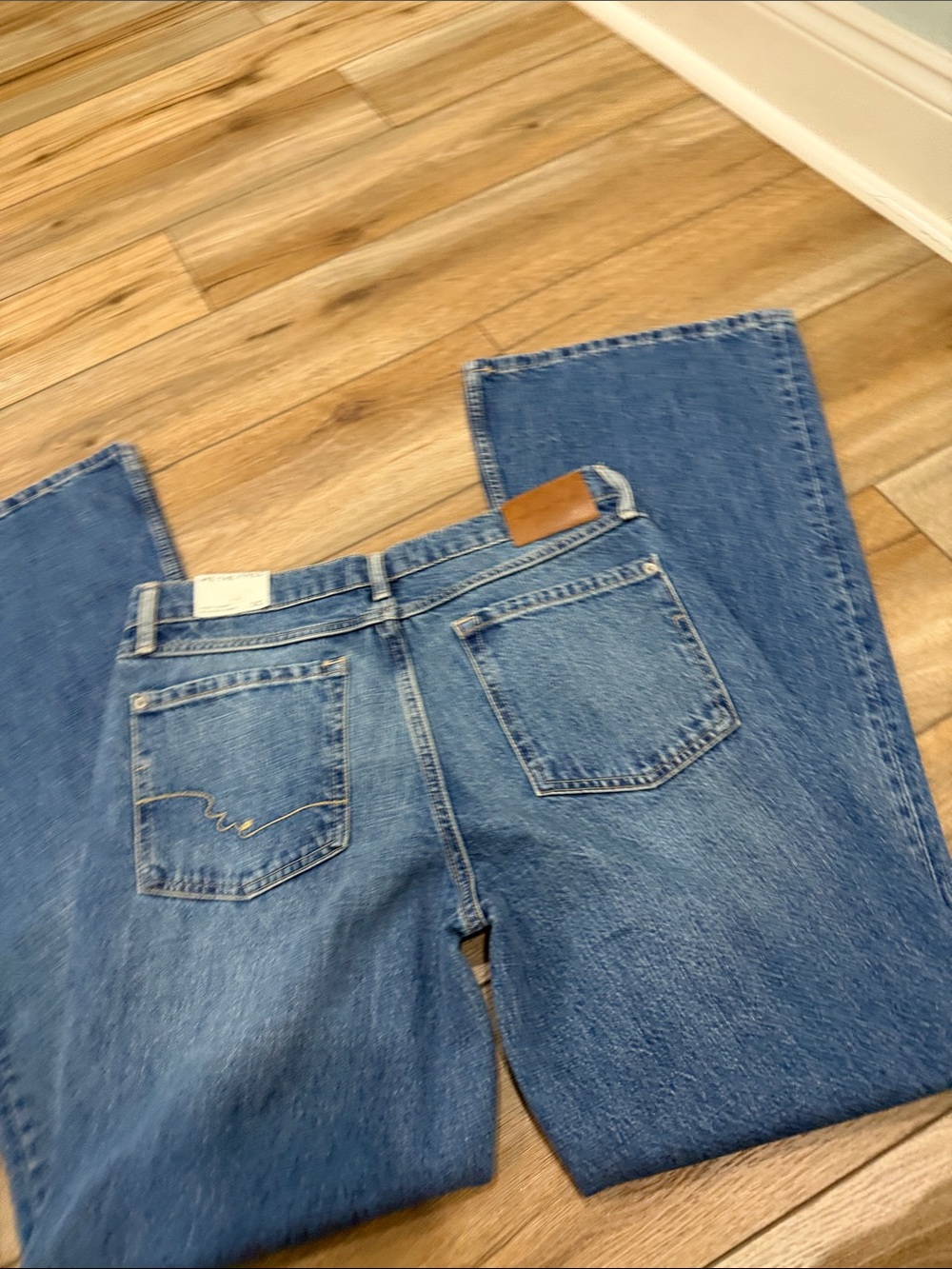 Free People Wide-Leg Flare Jeans in Medium Blue Wash - Picture 3 of 3
